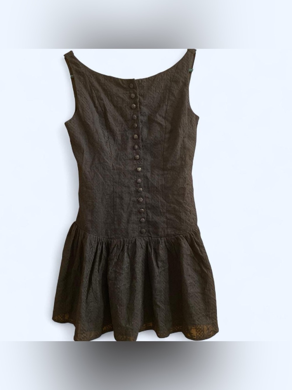 Black babydoll drop waist dress . No size best recommend for an XS.